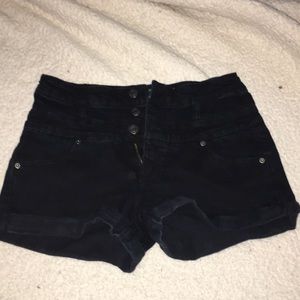 High rise black jean shorts